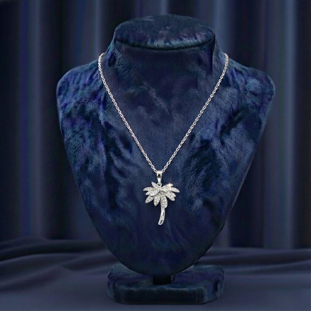 Palm Tree Moissanite Pendant – White Gold – D Colour – VVS1