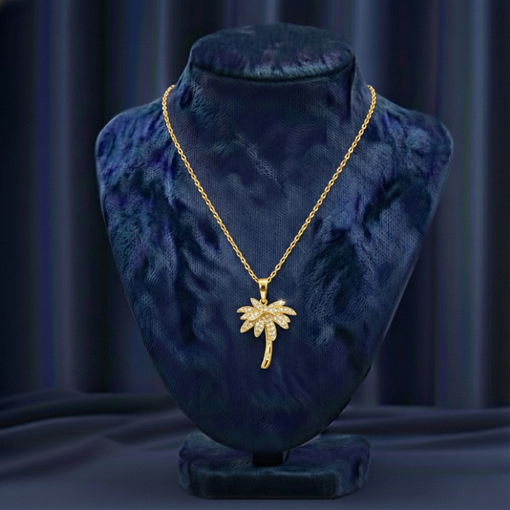Palm Tree Moissanite Pendant – White Gold – D Colour – VVS1