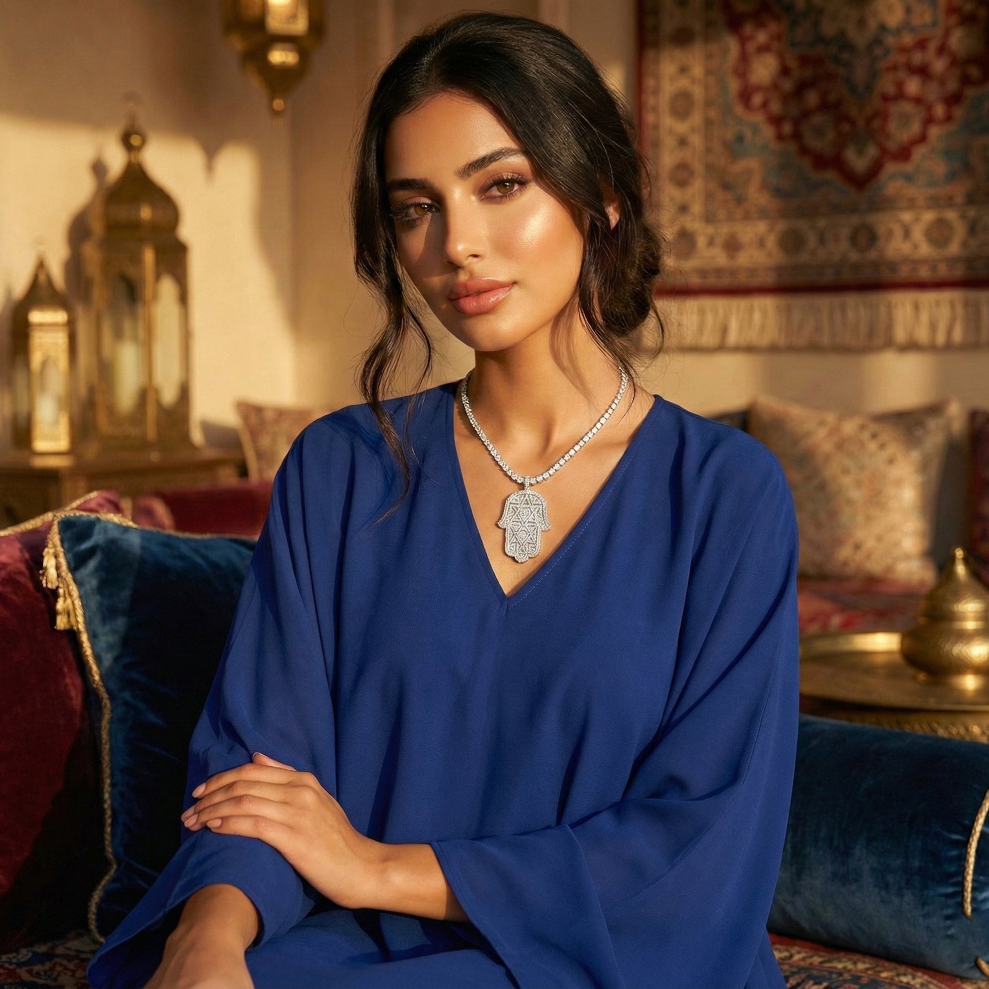 Hamsa Moissanite Pendant – White Gold – D Colour – VVS1