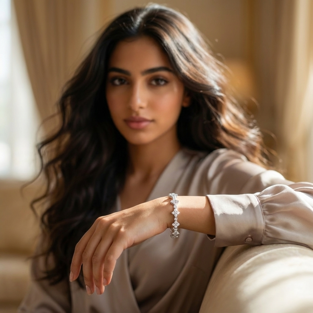 سوار رانيا من المويسانيت – ذهب أبيض – لون D – VVS1