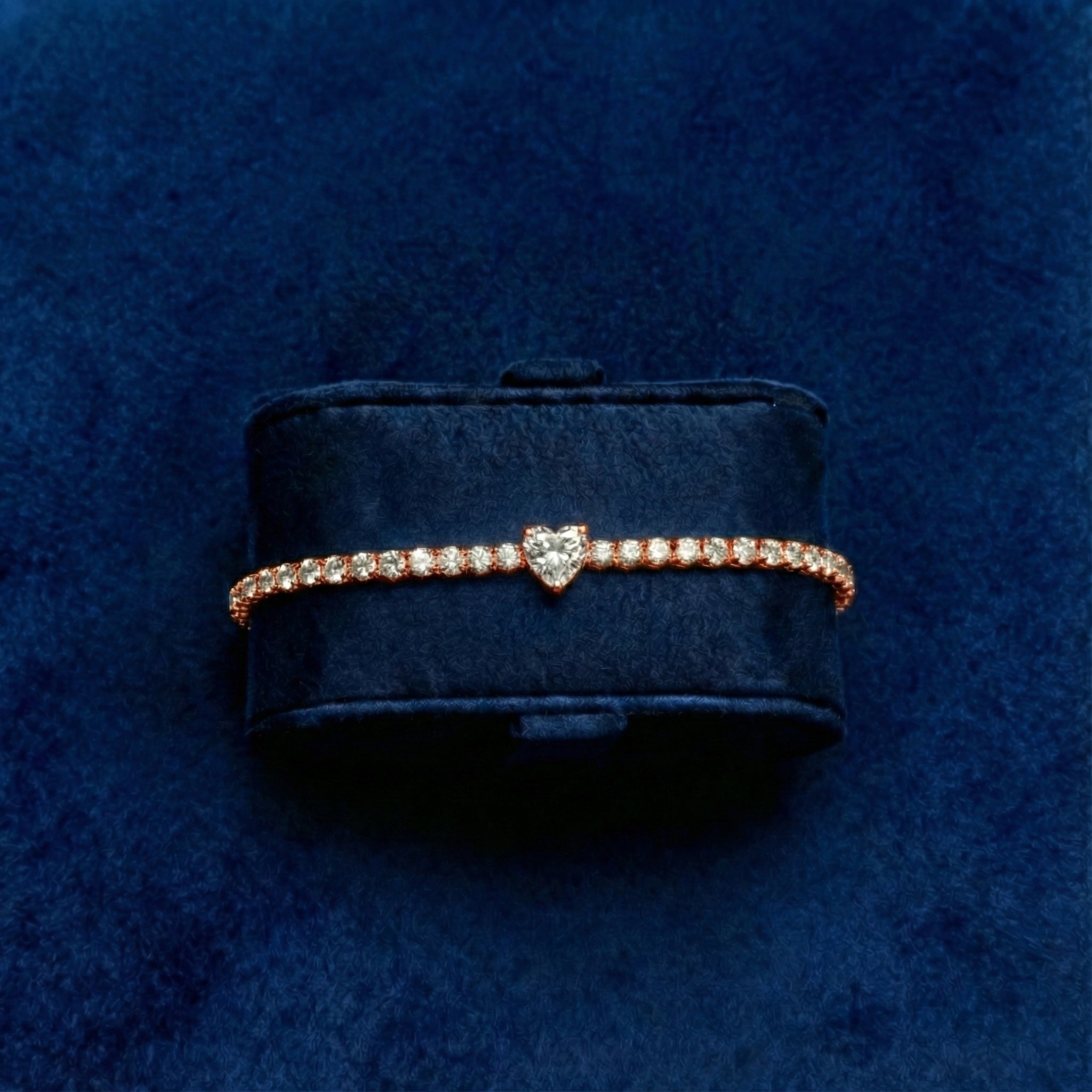 Lana Moissanite Heart Tennis Bracelet – Rose Gold – D Colour – VVS1