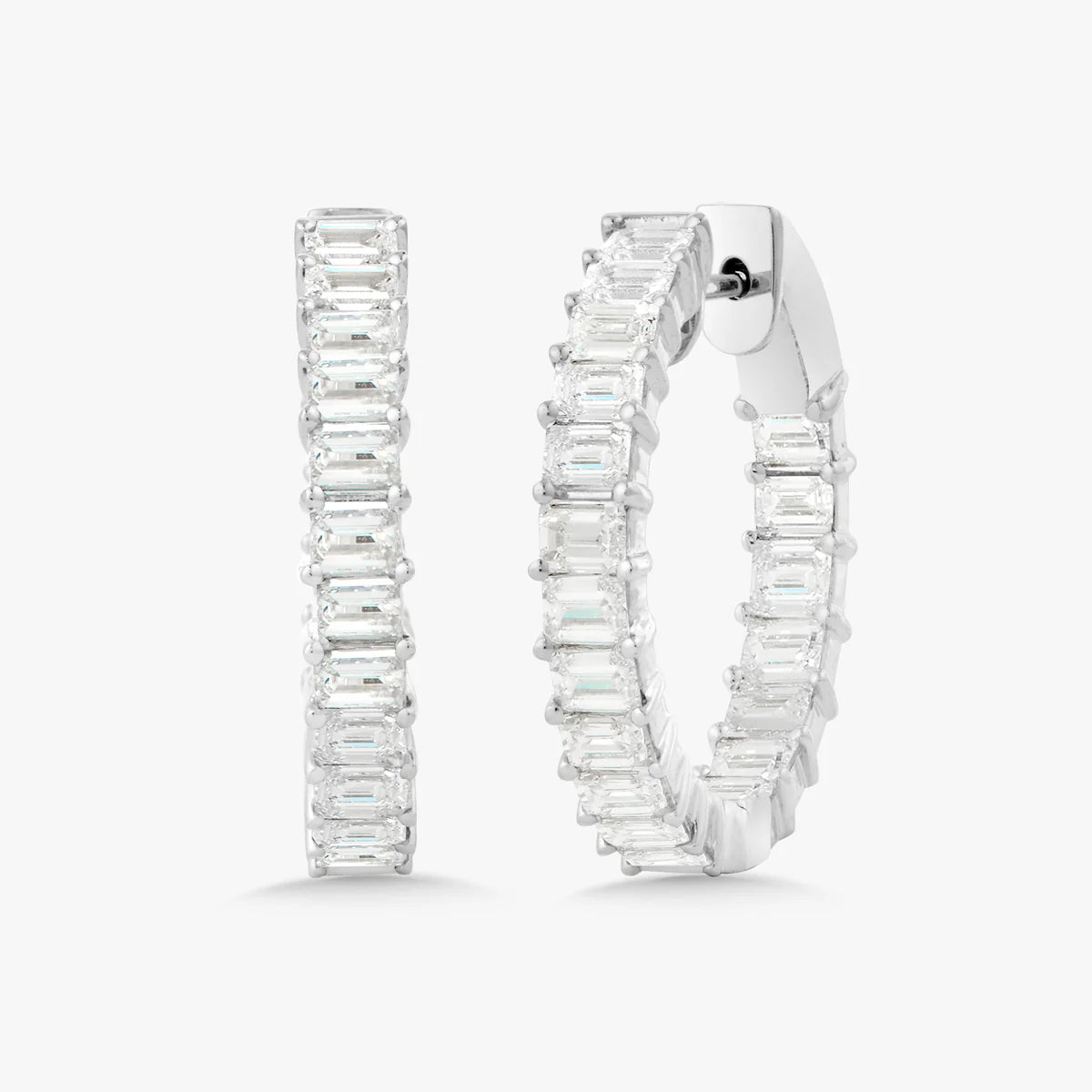 EMERALD CUT INSIDE OUT HOOP EARRINGS