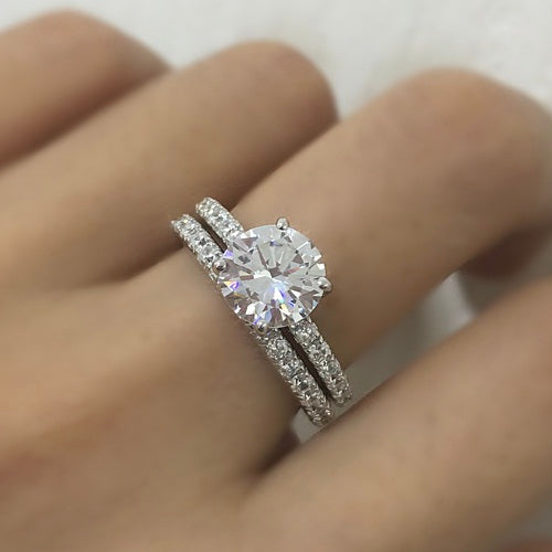 BRILLIANT CUT SOLITAIRE PAVE SETTING & 1/2 ETERNITY RING SET