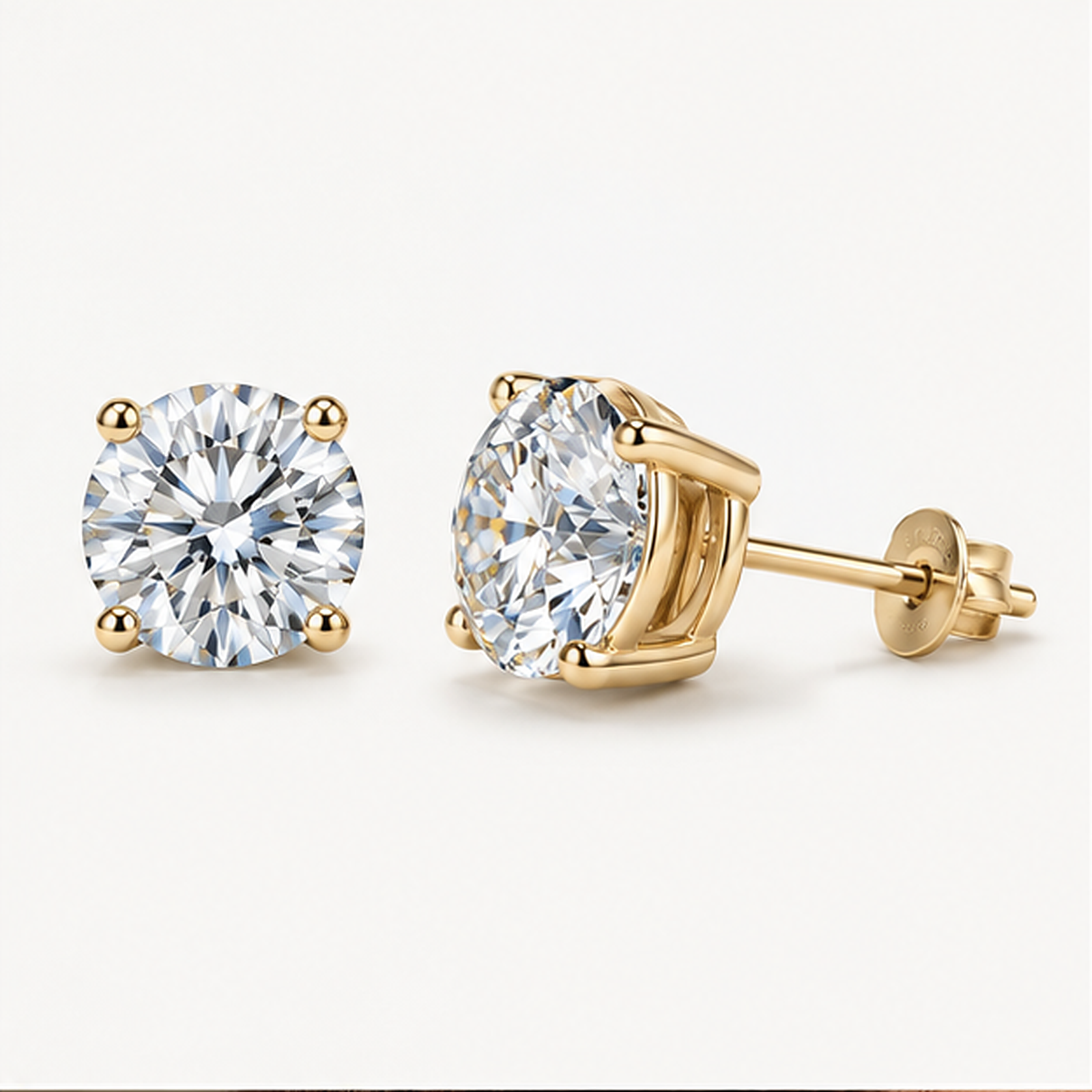 Sophia 0.5 to 2ct Round Moissanite Stud Earrings