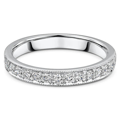 HALF ETERNITY ROUND BRILLIANT PAVE SET WITH MILIGRAIN RING