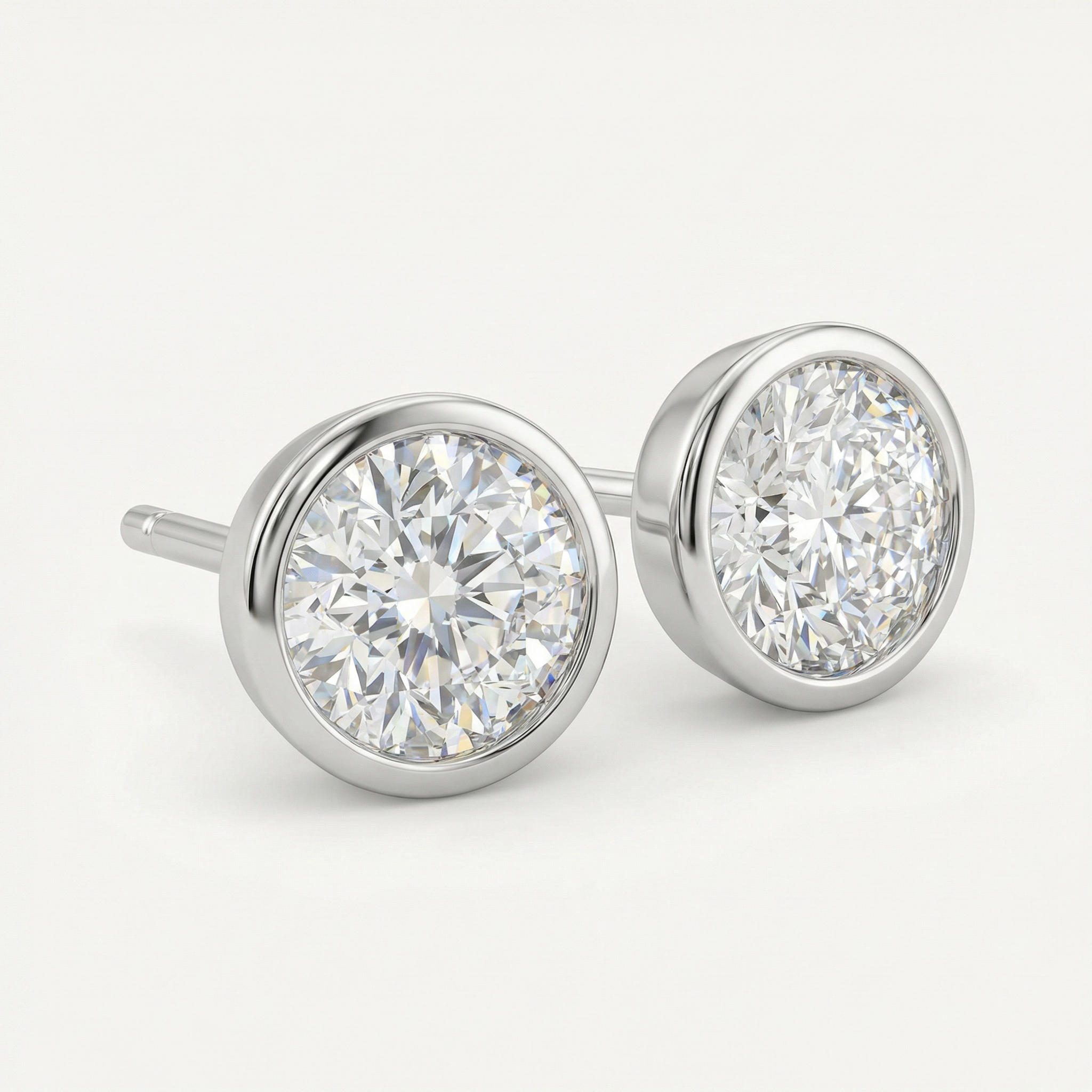 1CT BRILLIANT CUT BEZEL SET EARRINGS