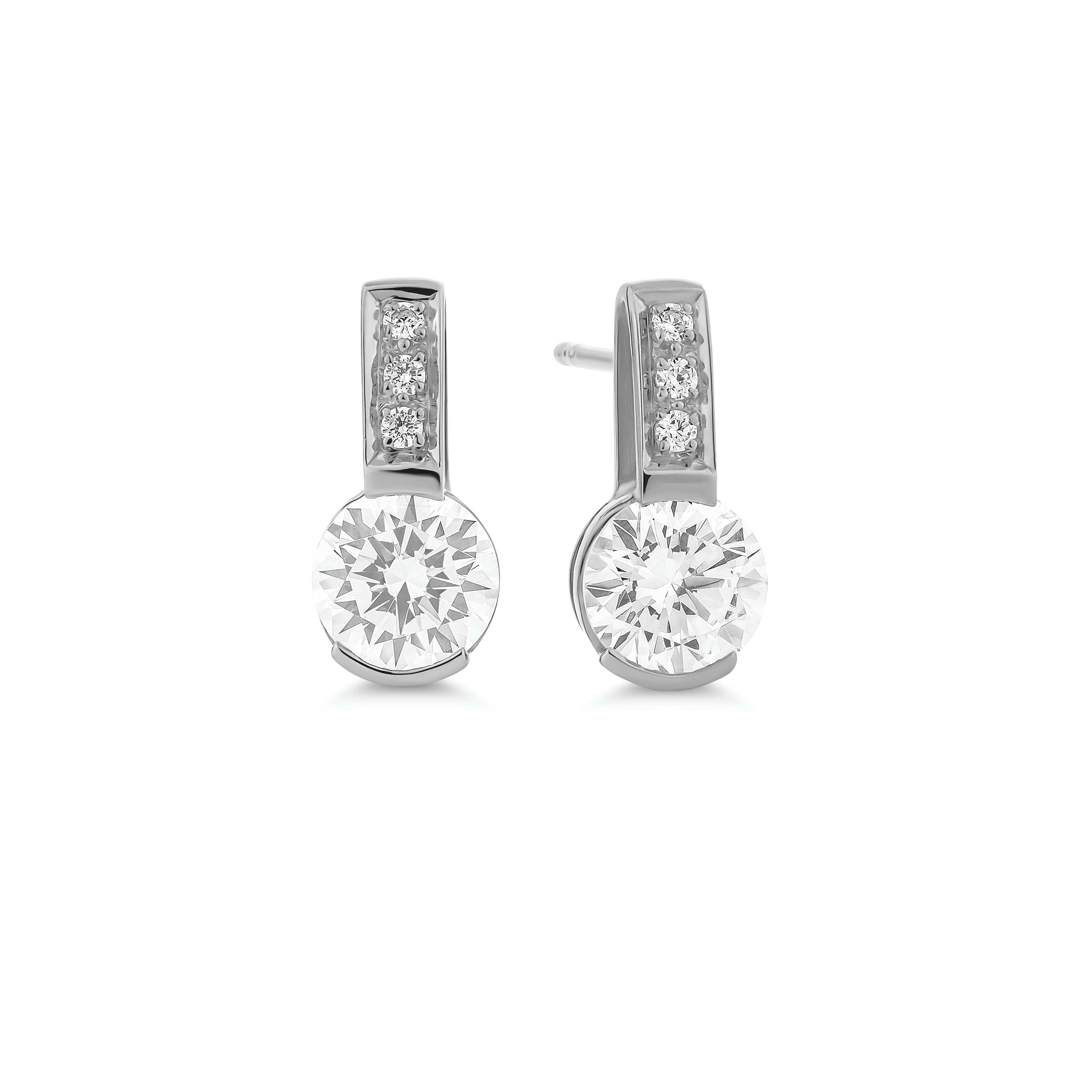 BRILLIANT CUT SEMI-BEZEL DROP EARRINGS