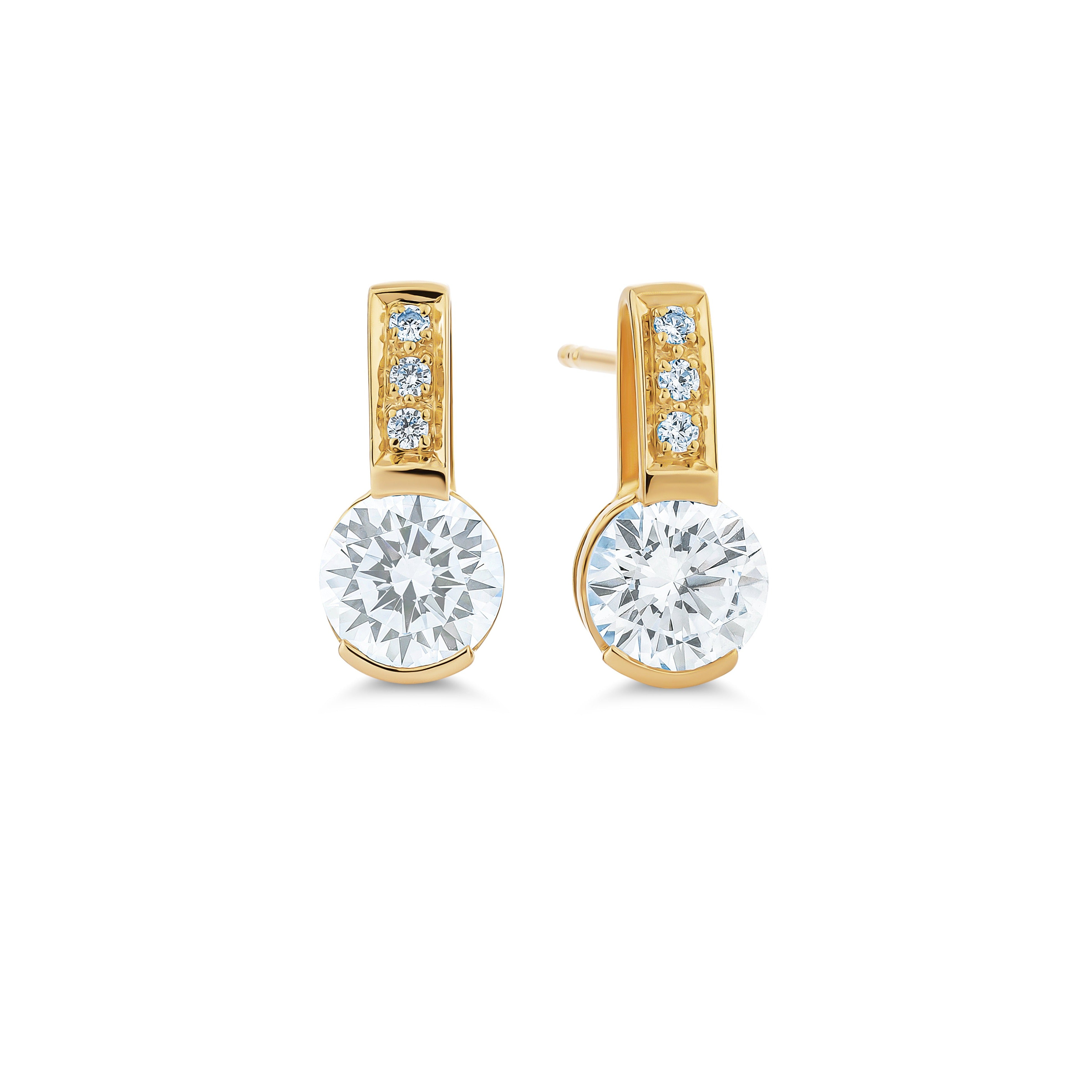 BRILLIANT CUT SEMI-BEZEL DROP EARRINGS
