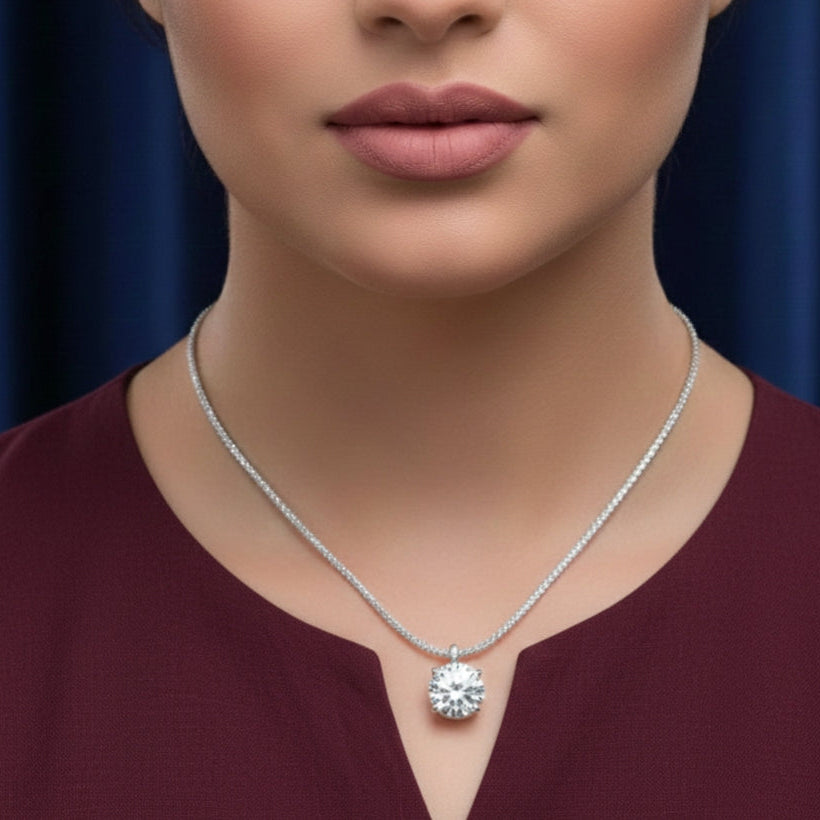 Lina Moissanite Circle Pendant – White Gold – D Colour – VVS1