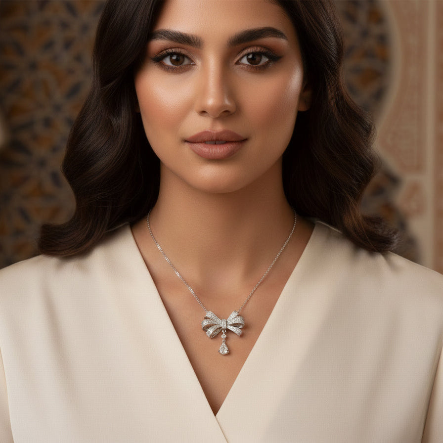 قلادة ريما مويسانيت – ذهب أبيض – لون D – VVS1