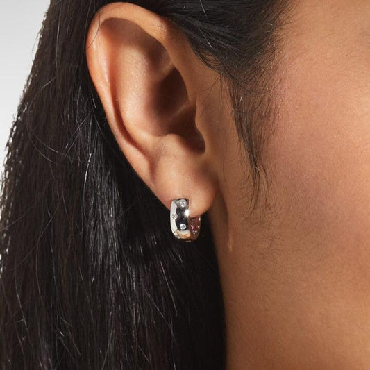 BRILLIANT HUGGIE EMBEDDED HOOP EARRINGS