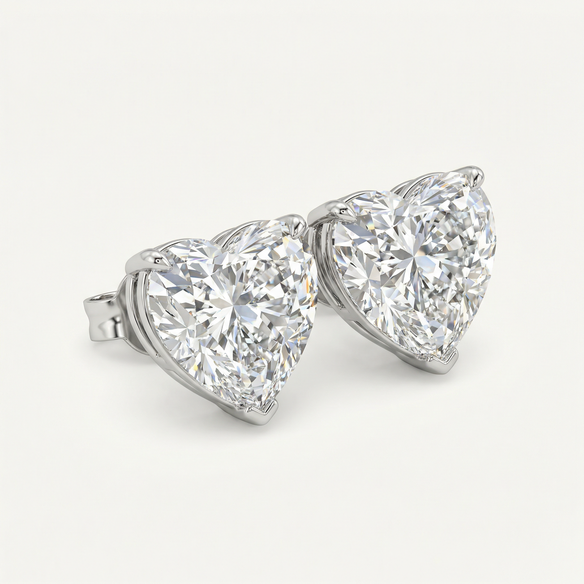 2CT HEART SHAPE STUD EARRINGS