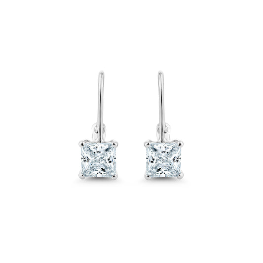 2CT PRINCESS CUT DROP EARINGS