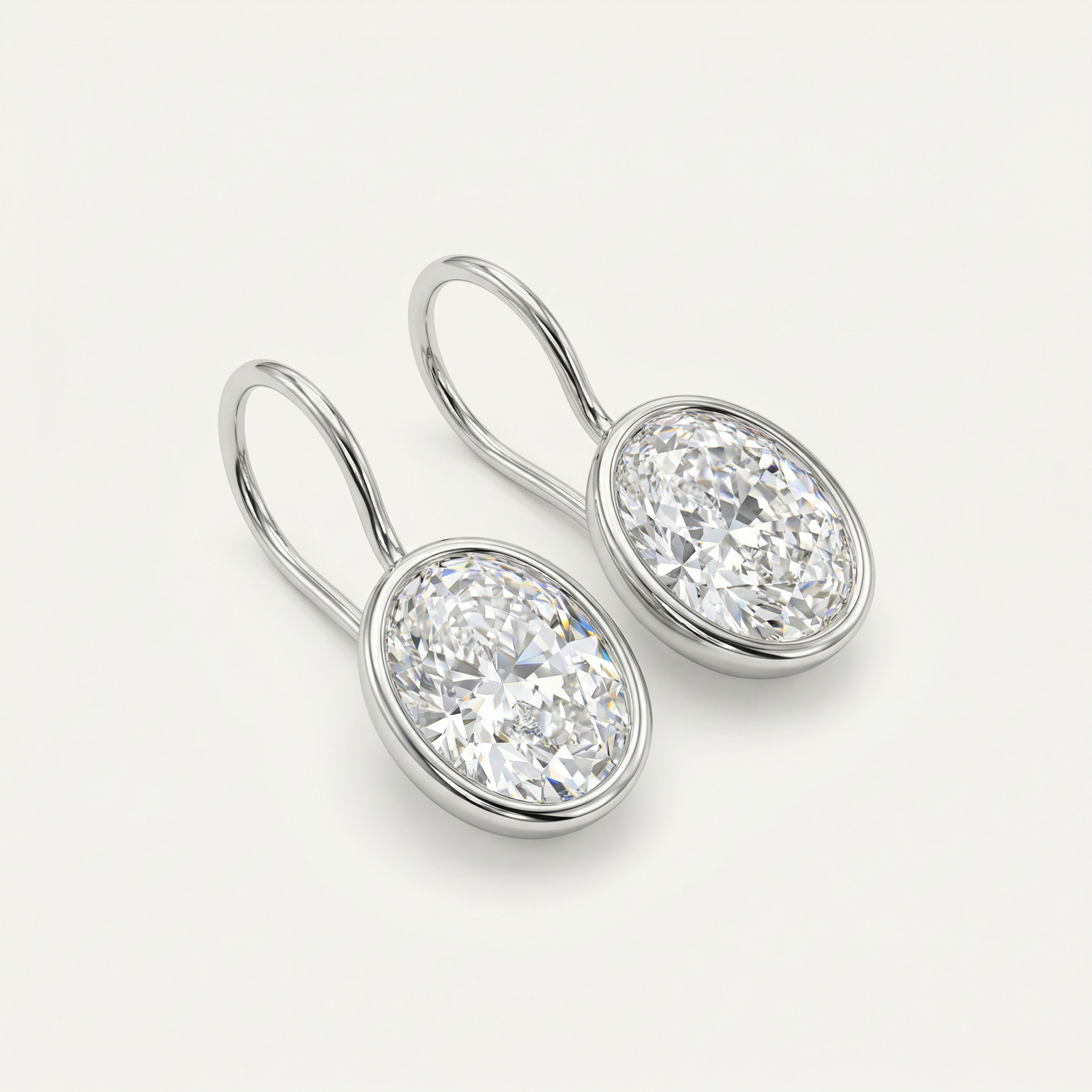 4CT Oval-Cut BEZEL DROP EARRINGS