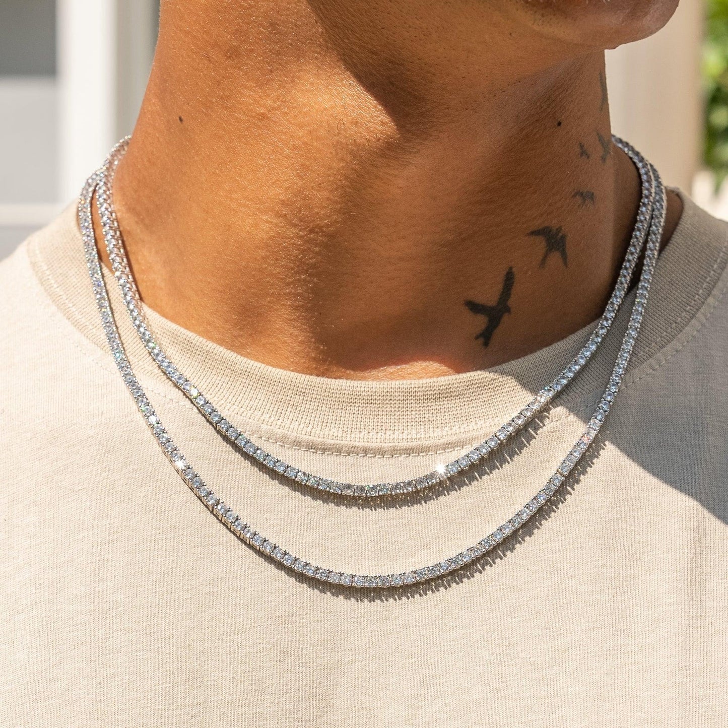 MENS 3MM TENNIS CHAIN - WHITE GOLD