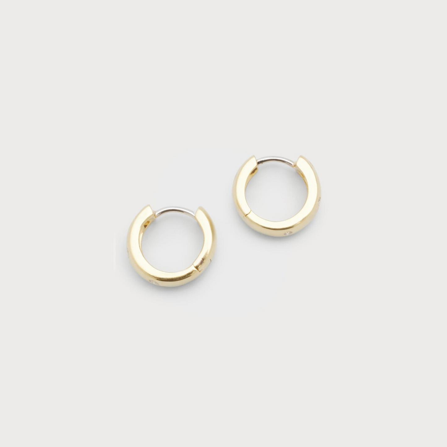 BRILLIANT HUGGIE EMBEDDED HOOP EARRINGS - GOLD