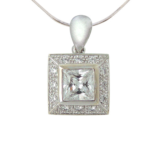 ANTIQUE BEZEL SET SQUARE PENDANT