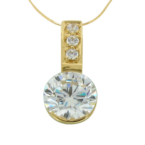 2CT SEMI-BEZEL AND PAVE SET BRILLIANT CUT PENDANT