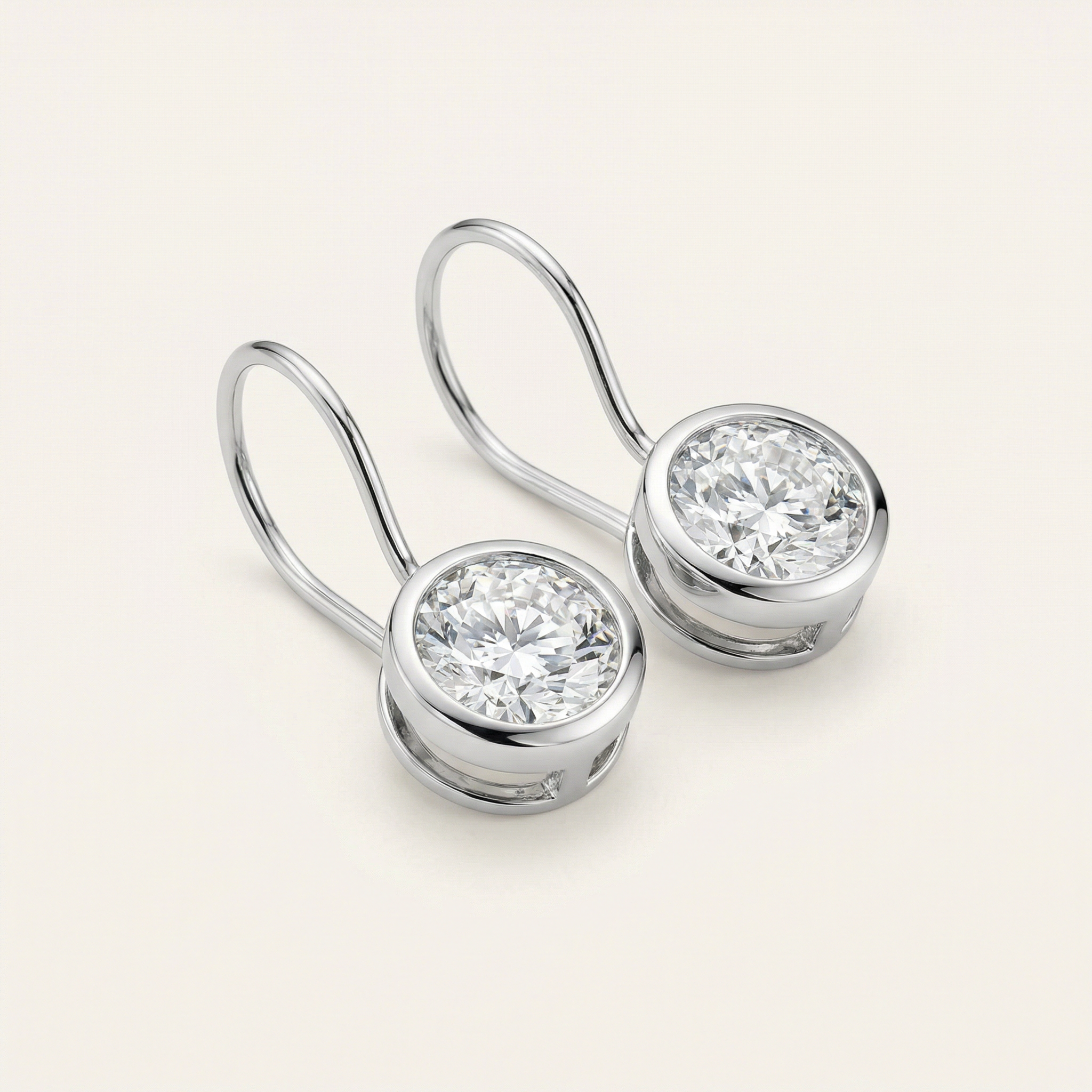 BRILLIANT CUT SEMI-BEZEL DROP EARRINGS