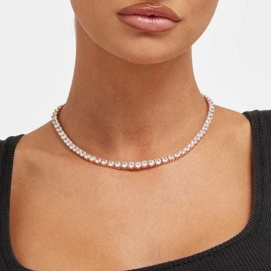 4MM MOISANNITE TENNIS NECKLACE - ROSE GOLD - D COLOR - VVS1