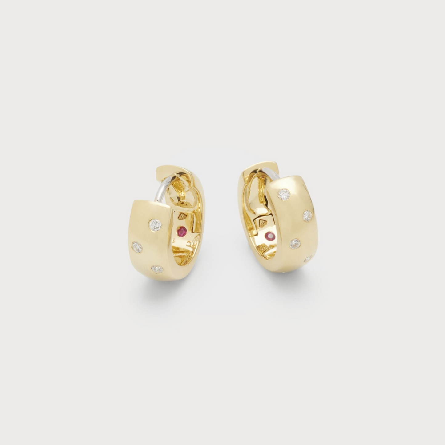 BRILLIANT HUGGIE EMBEDDED HOOP EARRINGS - GOLD