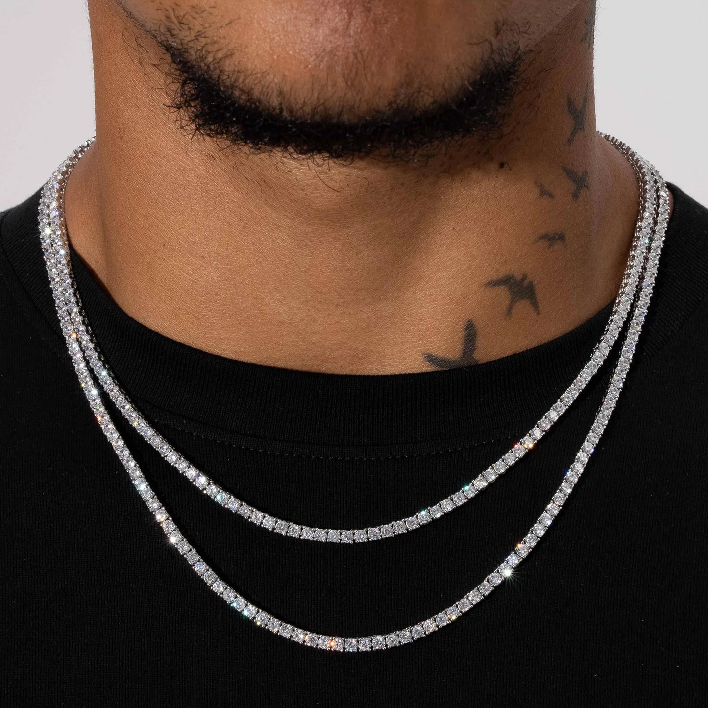 MENS 3MM TENNIS CHAIN - WHITE GOLD