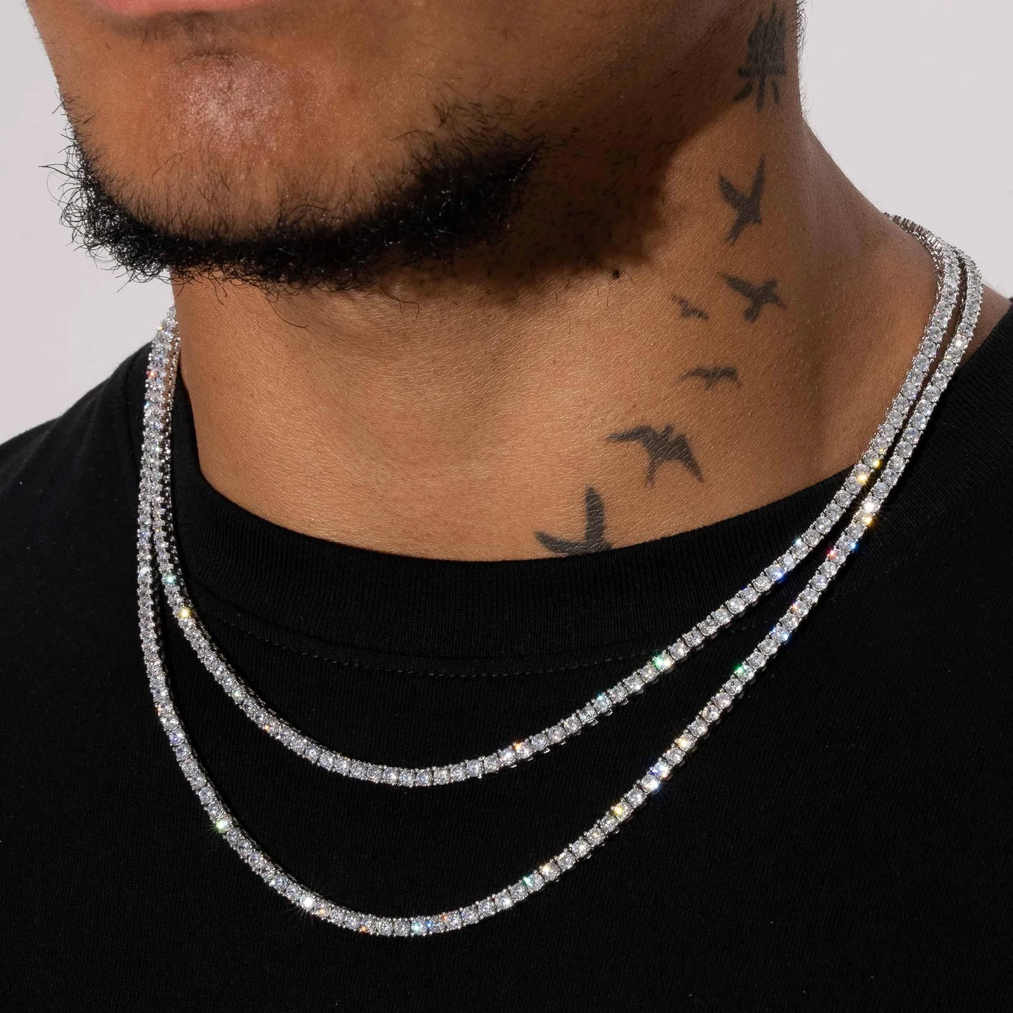 MENS 3MM TENNIS CHAIN - WHITE GOLD