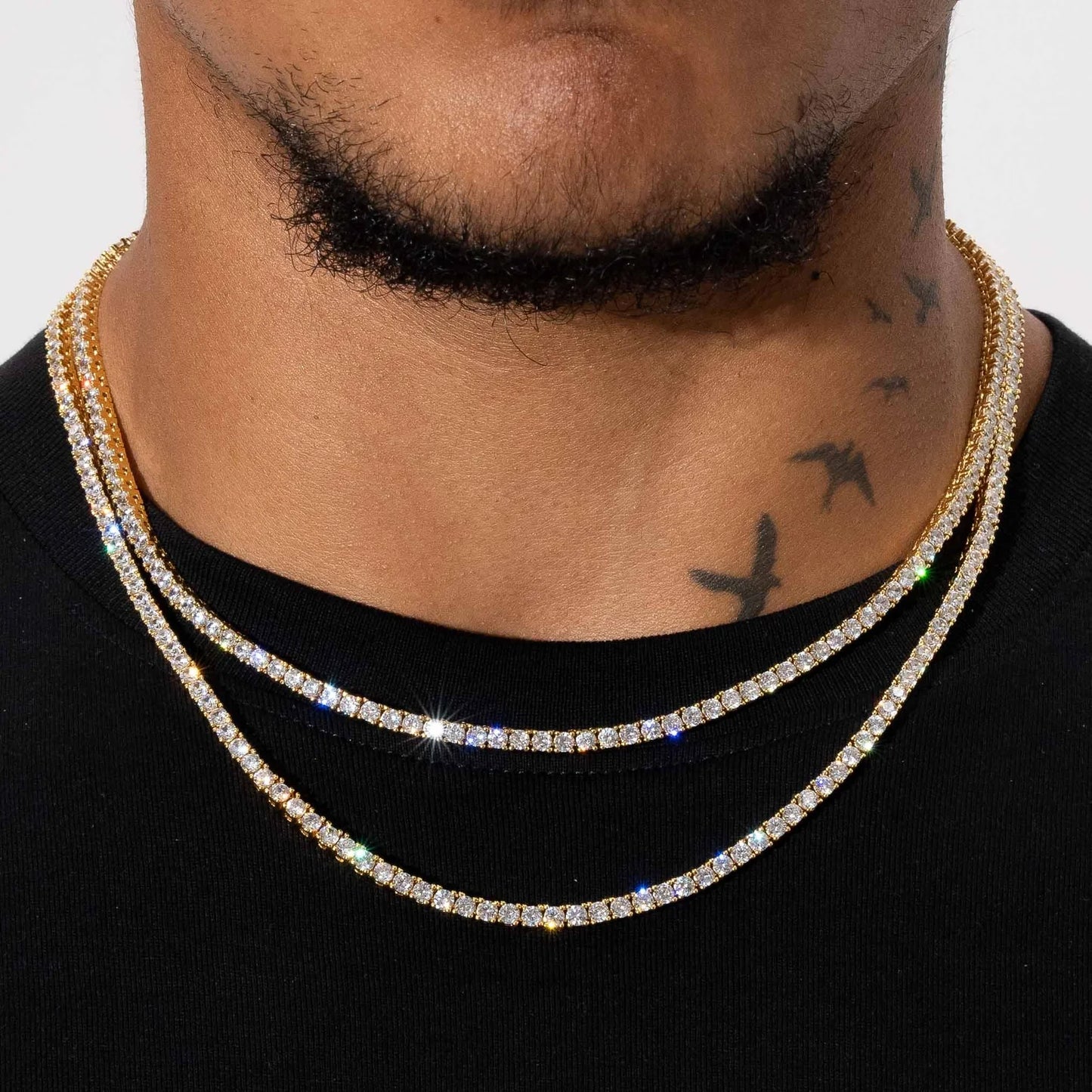 MENS 3MM TENNIS CHAIN - GOLD