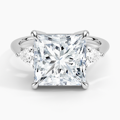 PRINCESS CUT RING WITH TRILLION STONES