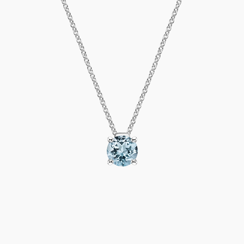 4CT AQUA MARINE ROUND SOLITAIRE NECKLACE