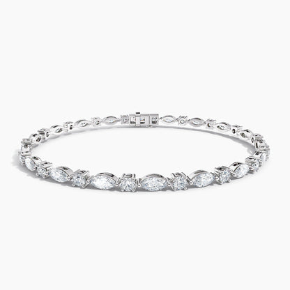 MARQUISE & BRILLIANT CUT TENNIS BRACELET-WHITE GOLD