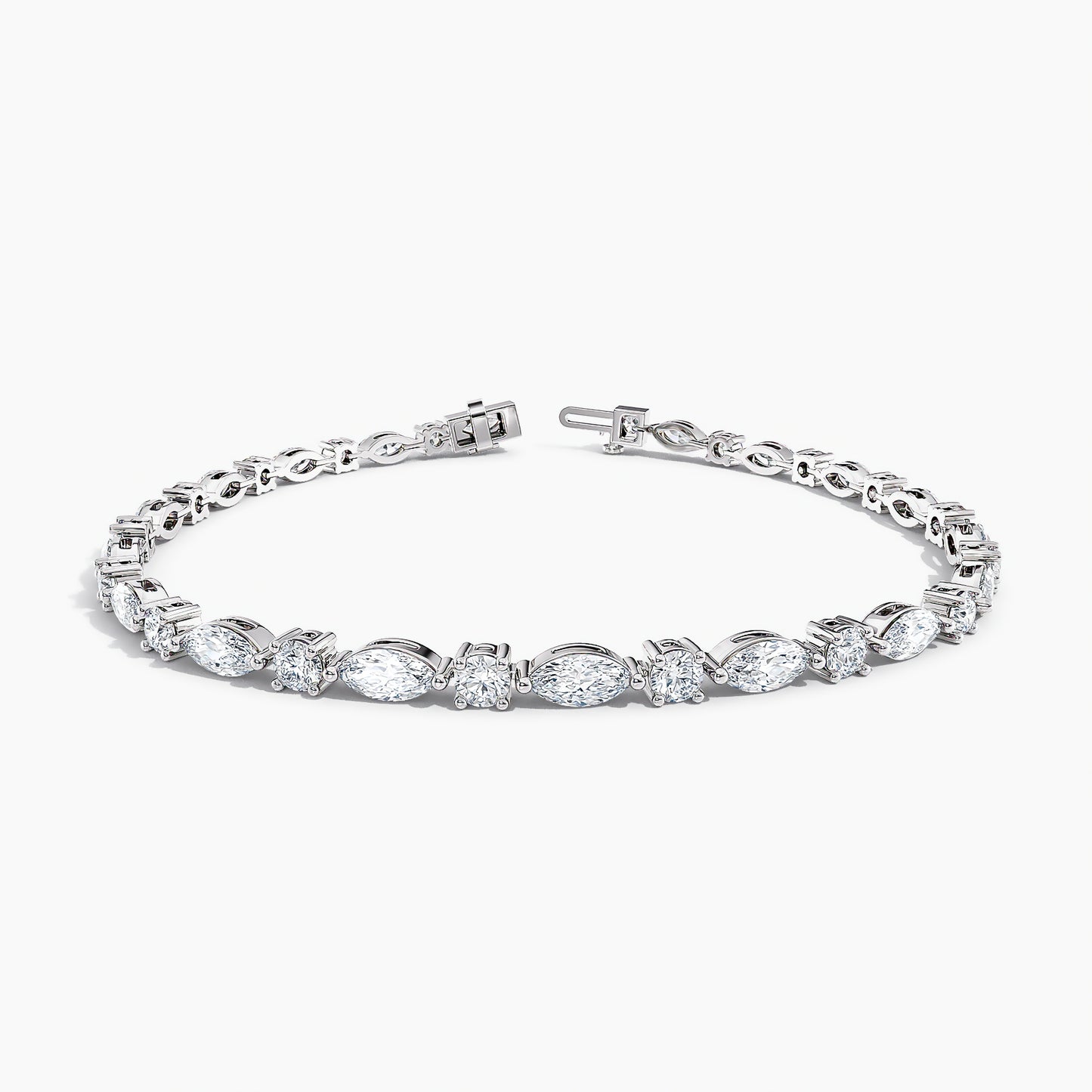 MARQUISE & BRILLIANT CUT TENNIS BRACELET-WHITE GOLD