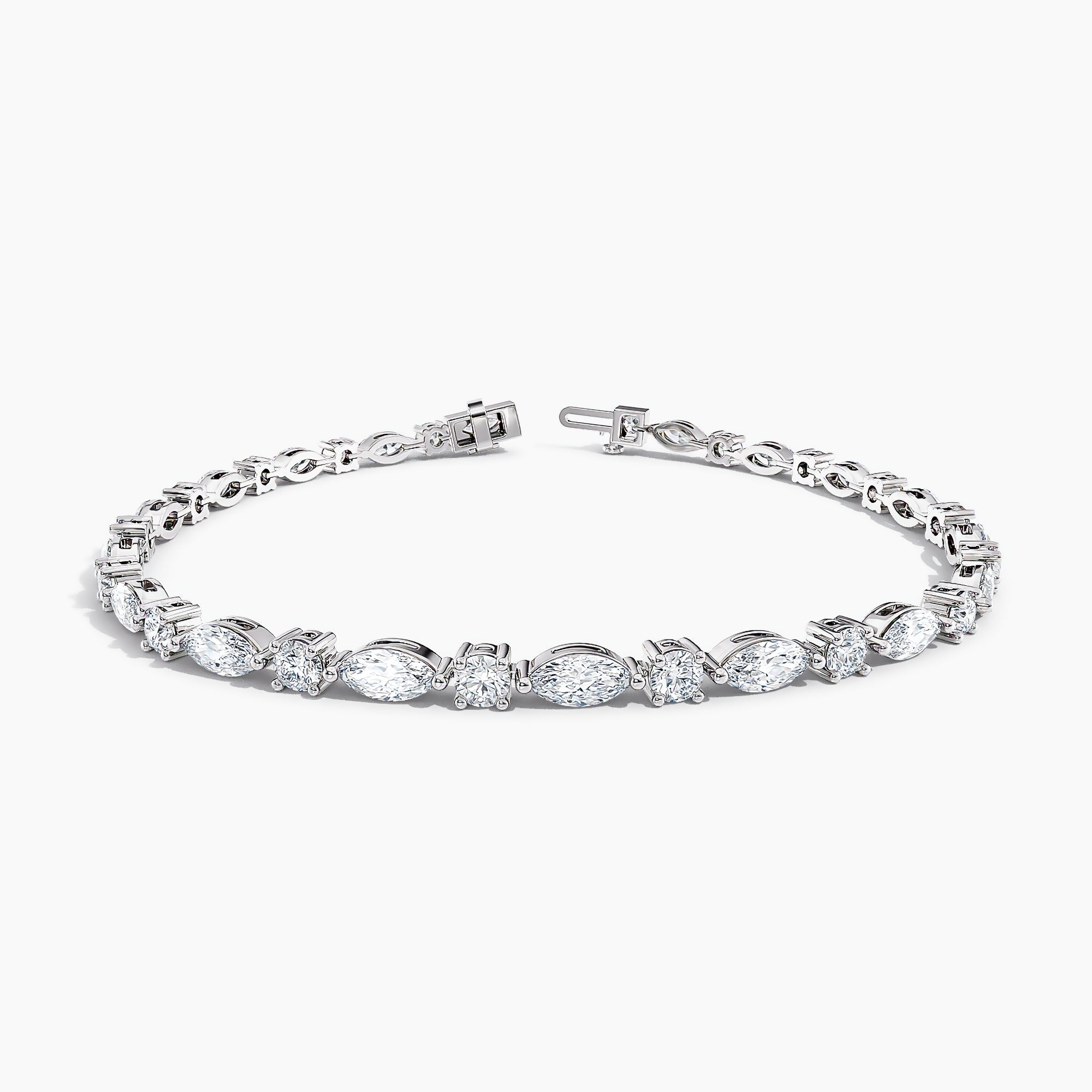 MARQUISE & BRILLIANT CUT TENNIS BRACELET-WHITE GOLD