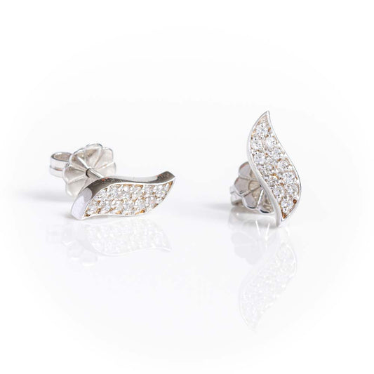 LEAF SHAPE PAVE EARRINGS