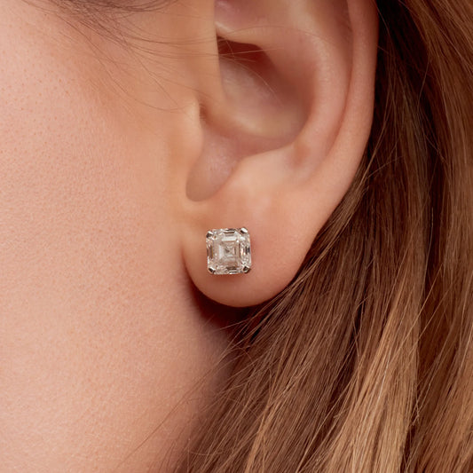 3.5CT ASSCHER CUT STUD EARRING