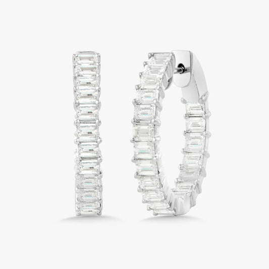 EMERALD CUT HOOP EARRINGS