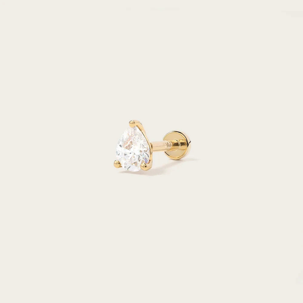 1CT PEAR STUD EARRINGS - GOLD