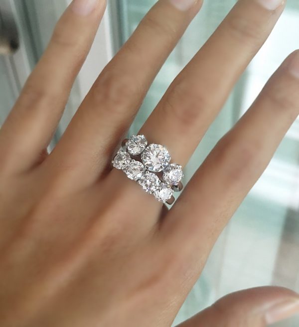 TRILOGY ENGAGEMENT RING & 4-STONE ROUND  RING SET