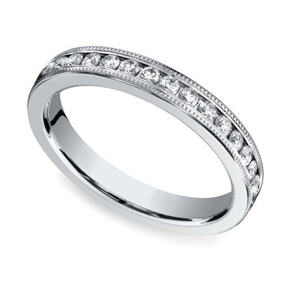 FULL ETERNITY RING WITH MILIGRAIN BAND