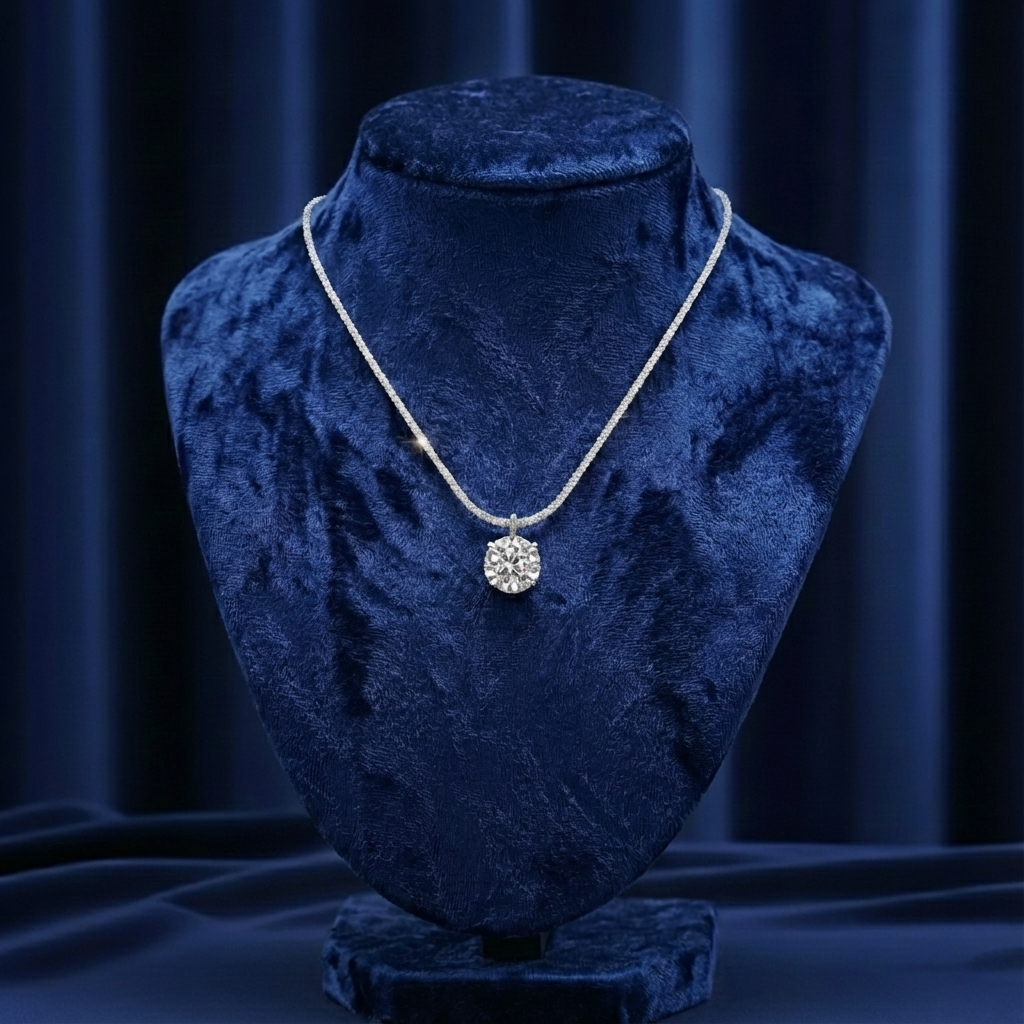 Lina Moissanite Circle Pendant – White Gold – D Colour – VVS1