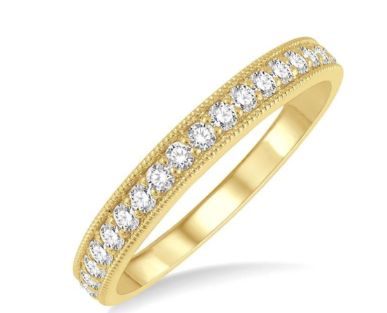 HALF ETERNITY ROUND BRILLIANT PAVE SET WITH MILIGRAIN RING