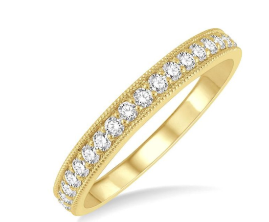 HALF ETERNITY ROUND BRILLIANT PAVE SET WITH MILIGRAIN RING