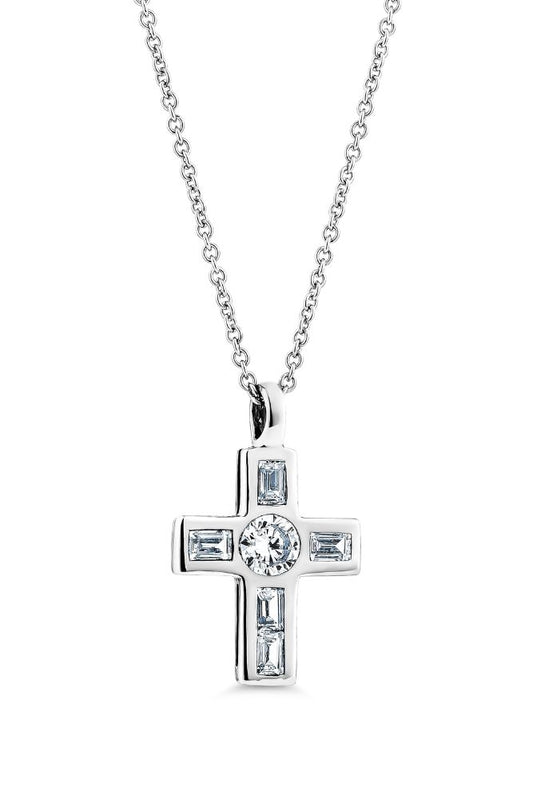 CROSS BRILLIANT  AND RADIANT CUT PENDANT