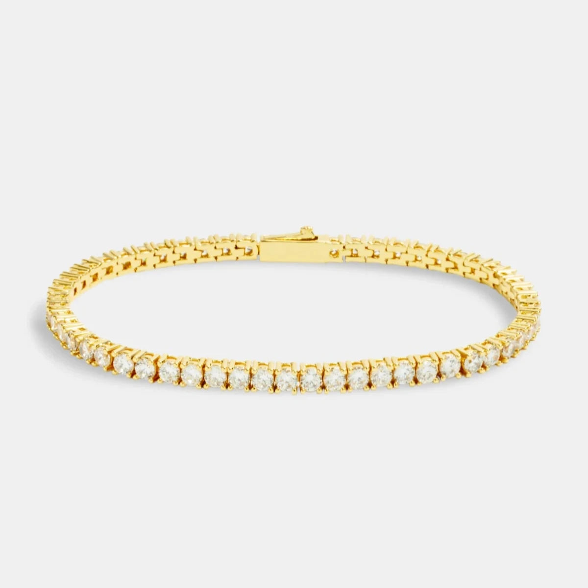 MENS 3MM TENNIS BRACELET -  GOLD