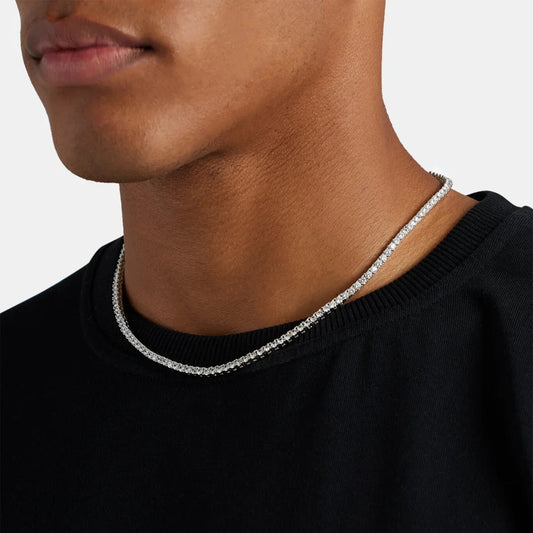 MENS 3MM TENNIS CHAIN - WHITE GOLD