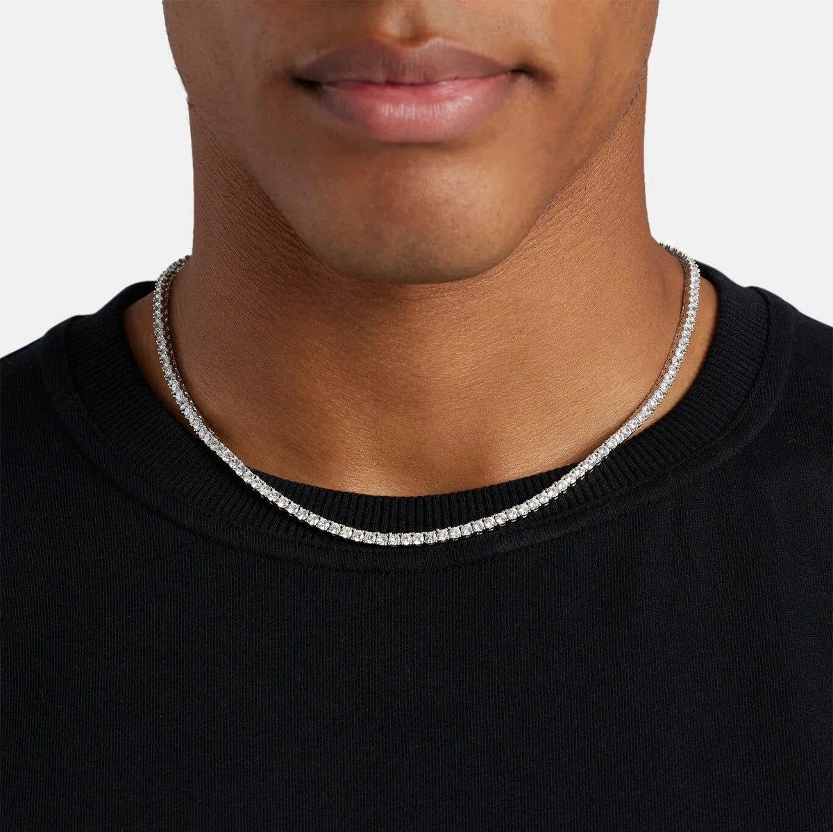 MENS 3MM TENNIS CHAIN - WHITE GOLD