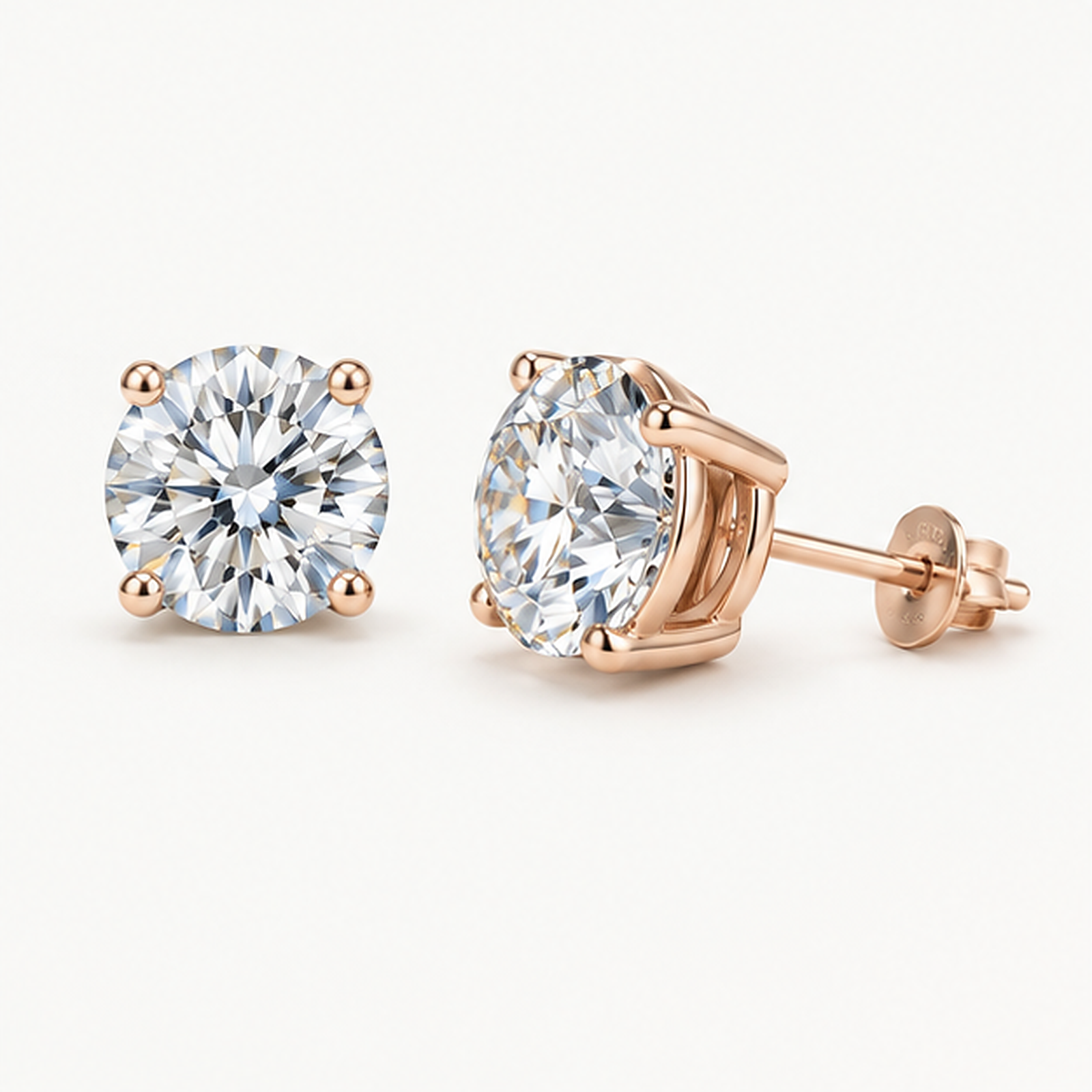 Sophia 0.5 to 2ct Round Moissanite Stud Earrings