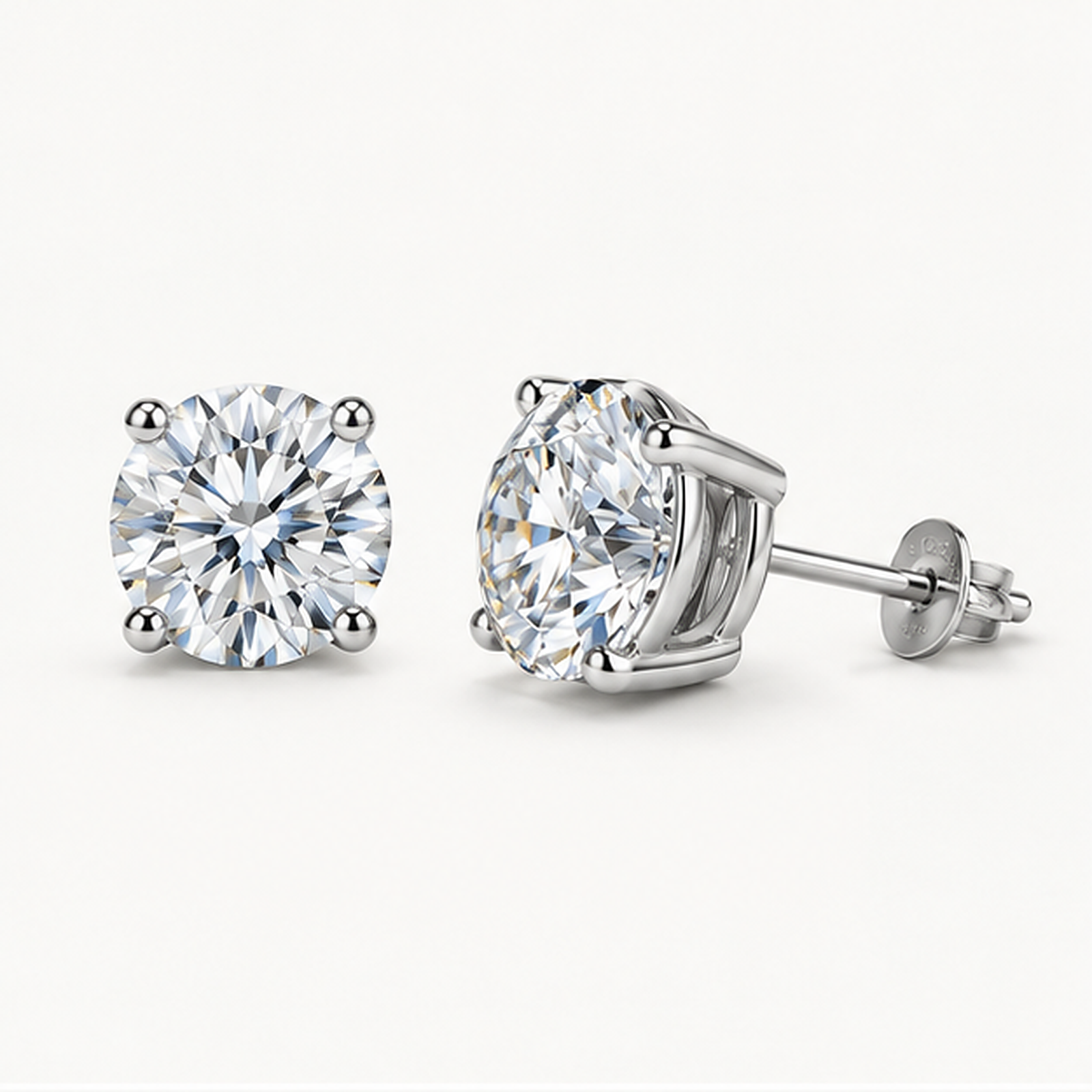 Sophia 0.5 to 2ct Round Moissanite Stud Earrings