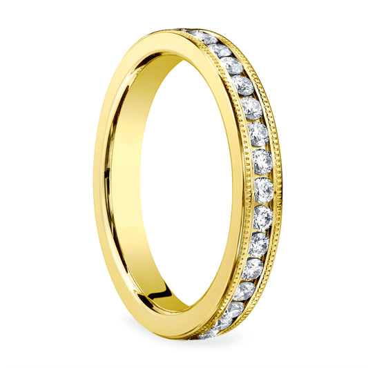 FULL ETERNITY RING WITH MILIGRAIN BAND