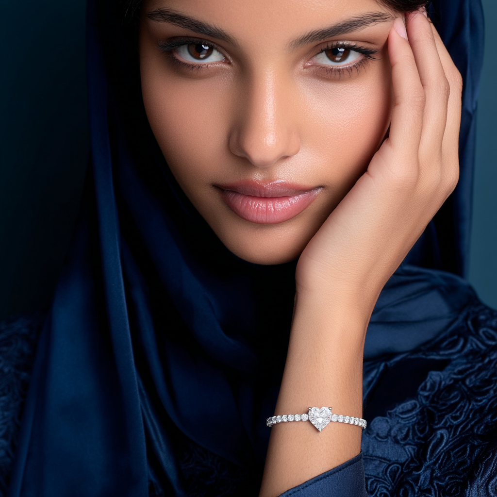 سوار تنس قلب مويسانيت من لانا - ذهب وردي - لون D - VVS1